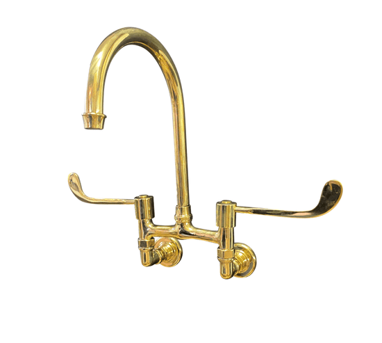 BT49LW Wall-mounted kitchen tap with curve swivel spout & Long levers