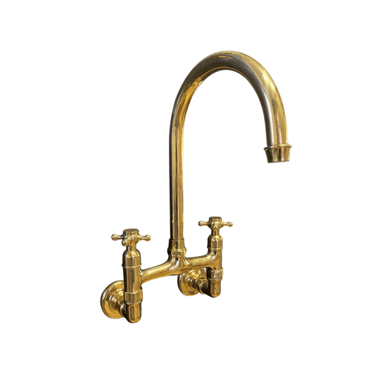 BT49W Traditional wall-mounted kitchen tap with curve swivel spout
