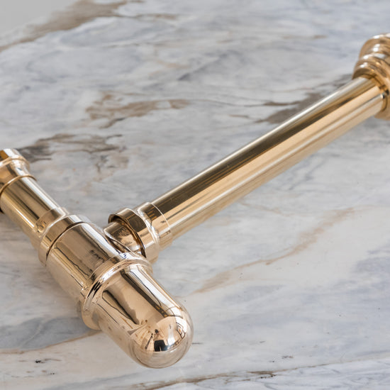 Francone BTA1 traditional bathroom bottle trap waste in polished unlacquered brass.