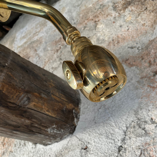 BTS50 Small 2-spray wall mounted shower head in solid brass with traditional handles