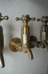 Hand brushed nickelled brass tap close up finish detail