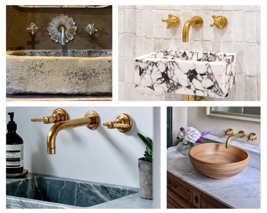 wall mounted brass taps