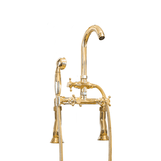 BT22D Deck mounted bath filler with curve spout and hand shower