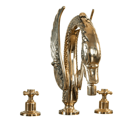 BT80 Solid brass deck mounted taps with swan