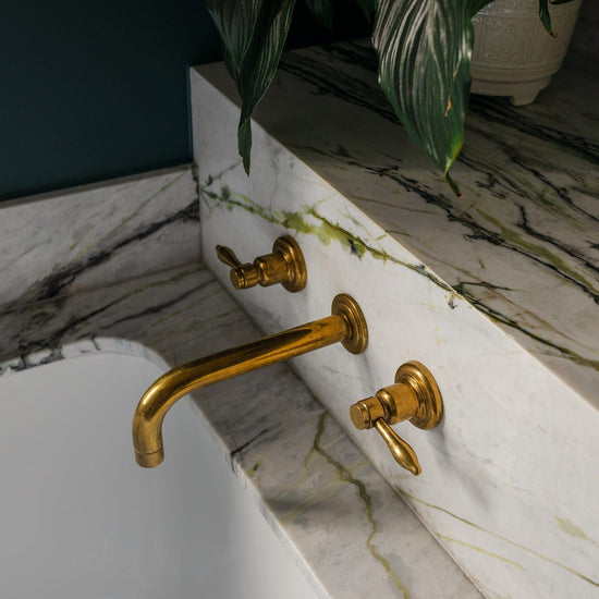 BT84 Three-hole wall mounted basin taps with Droplet levers