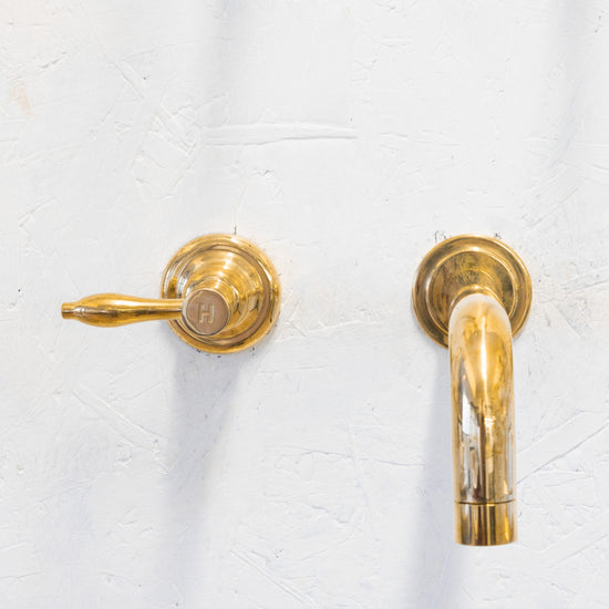 BT84 Three-hole wall mounted basin taps with Droplet levers