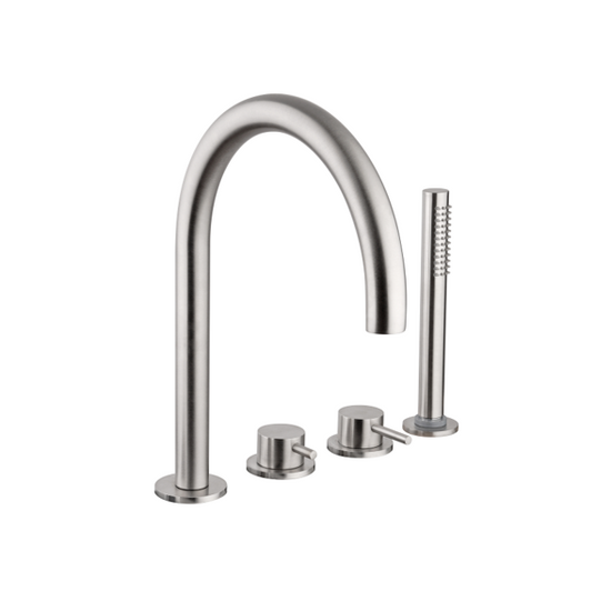 SS52 Bath filler mixer tap with hand shower in stainless steel