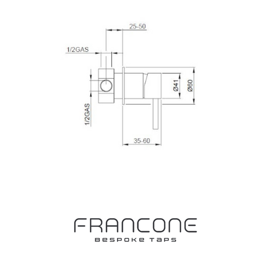 SSA5 Wall mounted diverter in stainless steel