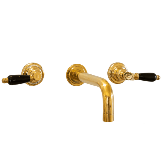 BT34C Wall mounted tap with ceramic white/black lever handles