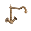 Traditional Francone BT11 unlacquered brass bathroom tap faucet with industrial wheel handles.