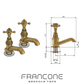 Technical drawing with dimensions for the traditional solid brass Francone BT15 No 2 Pillar bathroom taps.