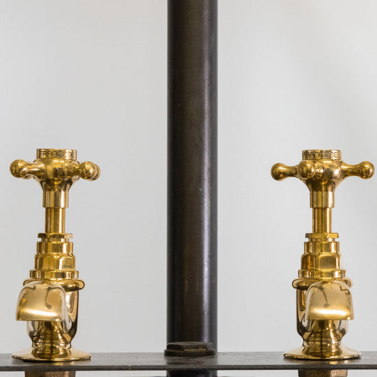 Traditional Italian solid brass pillar taps, or bathroom faucets, by Francone BT15.