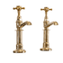 Traditional Francone BT15D solid brass extended pillar basin taps, also known as faucets, in a heritage bathroom style.