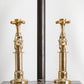 Traditional Francone BT15D unlacquered brass deck mounted extended pillar taps, also known as a vintage bathroom faucet.