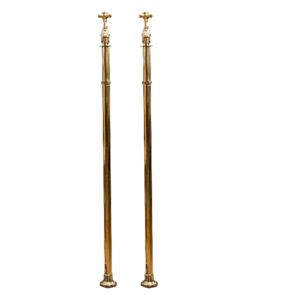 Francone BT15F traditional solid brass floor-mounted pillar taps for a luxury bathroom.