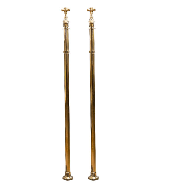 Francone BT15F traditional solid brass floor-mounted pillar taps for a luxury bathroom.