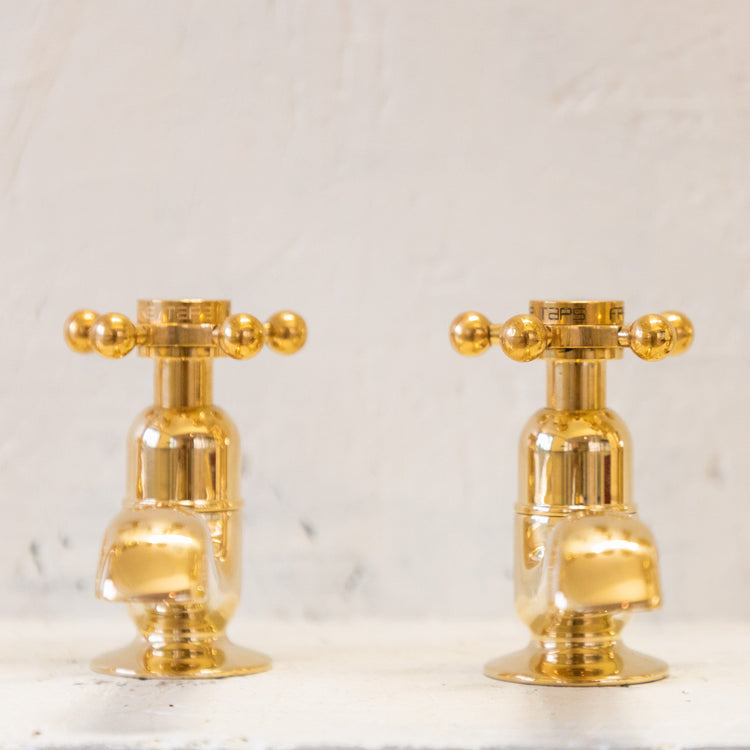 Traditional Francone BT15R solid brass pillar taps, handcrafted retro style bathroom faucets made in Italy.