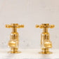 Traditional Francone BT15R solid brass pillar taps, handcrafted retro style bathroom faucets made in Italy.