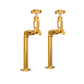 Francone BT16D traditional unlacquered brass deck-mounted pillar taps, a vintage bathroom faucet.