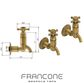 Technical drawing with dimensions for the Francone BT16W traditional wall-mounted brass faucet.