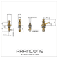 Technical drawing with dimensions for the Francone BT17 solid brass three-hole deck-mounted basin tap faucet.
