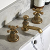 Traditional Francone BT17 unlacquered brass deck-mounted basin tap faucet installed in an Italian bathroom.