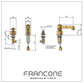 Technical drawing with dimensions for the Francone BT17Z three-hole deck-mounted solid brass bathroom tap.