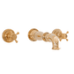 Francone BT18 traditional wall-mounted bathroom faucet in unlacquered brass with cross handles.