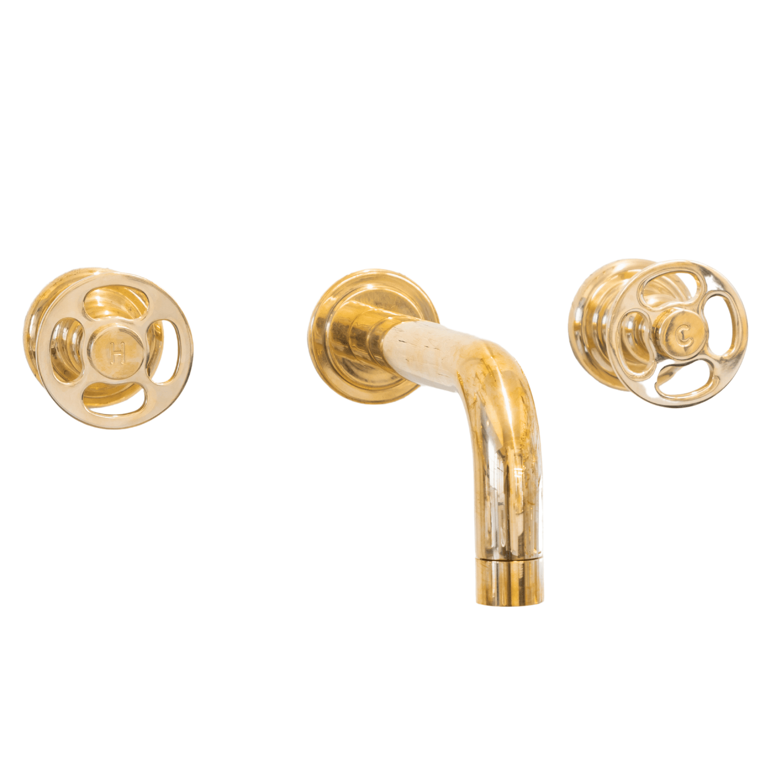 Traditional Francone BT20 solid brass wall-mounted bathroom faucet with vintage wheel handles.
