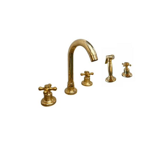 Francone BT21 traditional deck-mounted kitchen faucet in solid brass with a spray rinse.