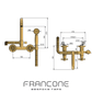Technical drawing with dimensions for the Francone BT22 wall mounted brass bath filler faucet and hand shower.