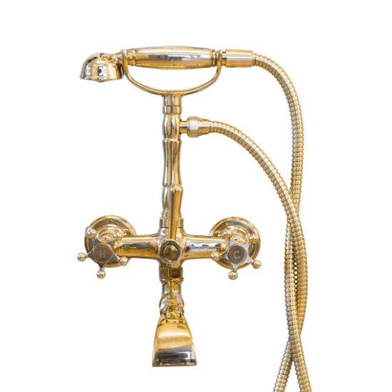 Francone BT23 traditional solid brass wall-mounted bath faucet with hand shower, made in Italy for luxury bathrooms.