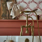 Traditional Francone BT23D solid brass deck-mounted bath filler faucet with hand shower in a bathroom.