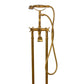 Traditional Francone BT23F floor-mounted bath filler faucet in unlacquered brass with a hand shower.