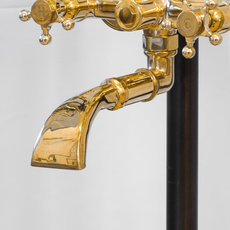 Detail of the traditional Francone BT23HD solid brass bathroom faucet spout.