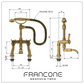 Technical drawing with dimensions for the Francone BT23HD traditional brass bath filler faucet and hand shower.