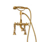 Traditional Francone BT23HD unlacquered brass deck-mounted bath filler tap and faucet with a hand shower.