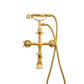 Francone BT23S traditional wall-mounted bath filler tap and hand shower faucet in unlacquered brass.