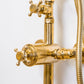 Close-up of the solid brass Francone BT23T wall mounted thermostatic bath filler faucet.
