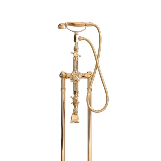 Francone BT23TF traditional solid brass floor-mounted bath filler faucet with hand shower for the bathroom.