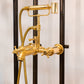 Traditional Francone BT23Z wall-mounted unlacquered brass bath filler tap and faucet with hand shower.