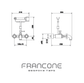 Technical drawing with dimensions for the Francone BT23Z solid brass wall mounted bath filler and hand shower faucet.