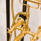 Detail of the traditional solid brass Francone BT23Z wall-mounted bathroom bath filler tap and hand shower.