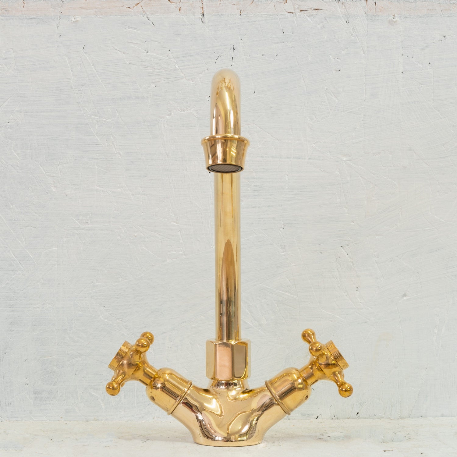 Traditional Francone BT24 unlacquered brass deck mounted tap, a classic Italian-made faucet with a swivel spout.