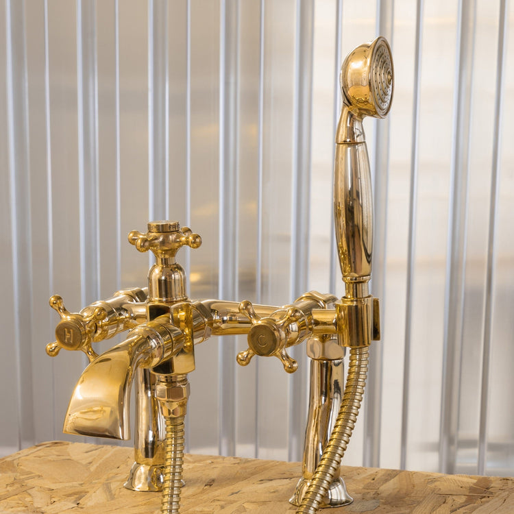 Traditional Francone BT25+D deck-mounted solid brass bath filler tap and faucet, hand-crafted in Italy.