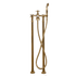 Traditional unlacquered brass Francone BT25+F floor-mounted bath filler tap and hand shower faucet.