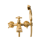 Francone BT25 traditional wall-mounted bath filler faucet with hand shower in gold-plated solid brass.