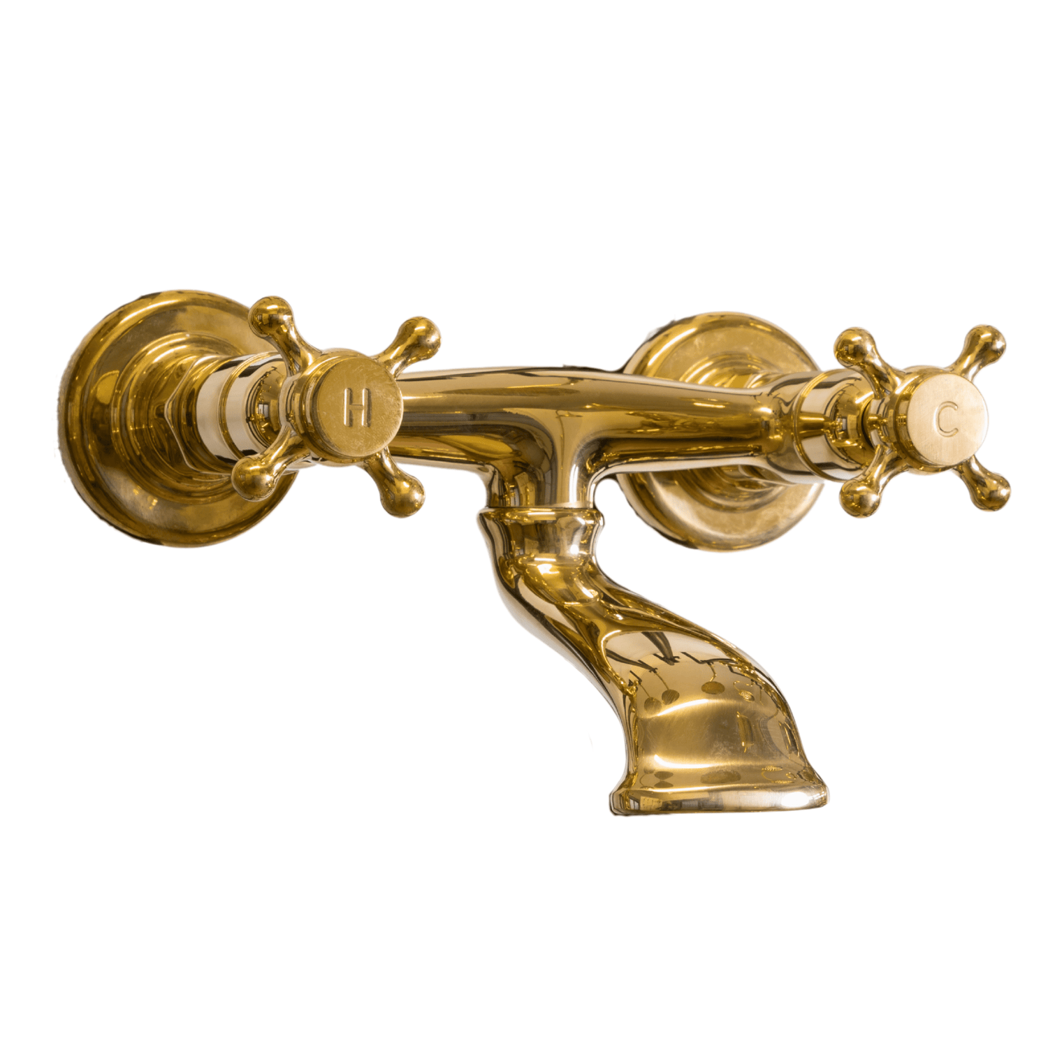 The Francone BT25 traditional wall-mounted bath filler faucet in solid unlacquered brass.