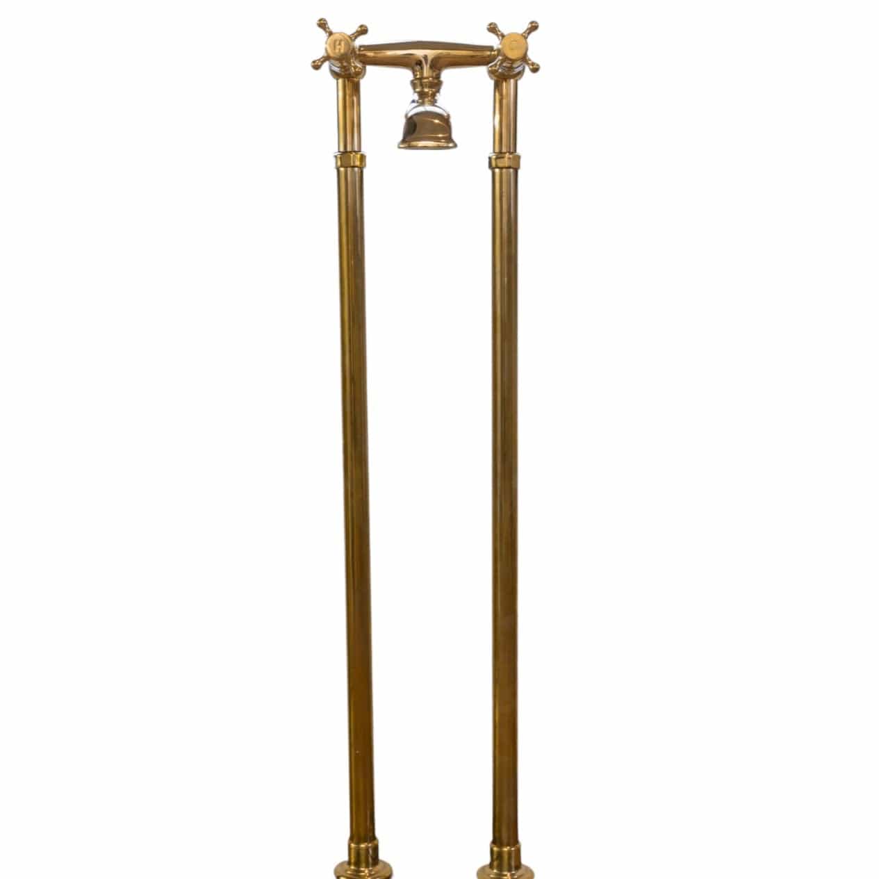 Traditional floor-mounted bath faucet in unlacquered brass, the Francone BT25F classic bathroom tap.