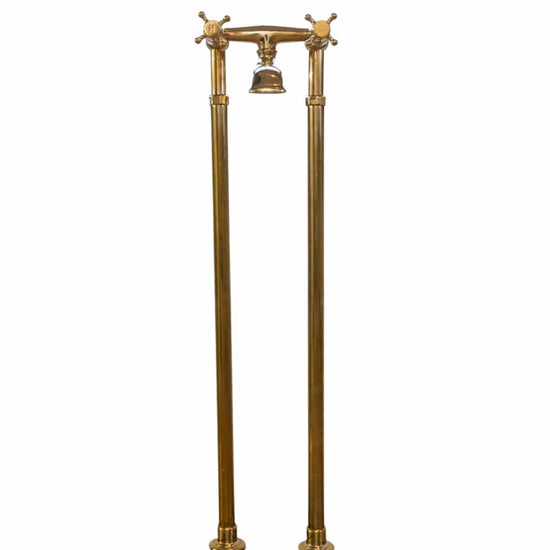 Traditional floor-mounted bath faucet in unlacquered brass, the Francone BT25F classic bathroom tap.